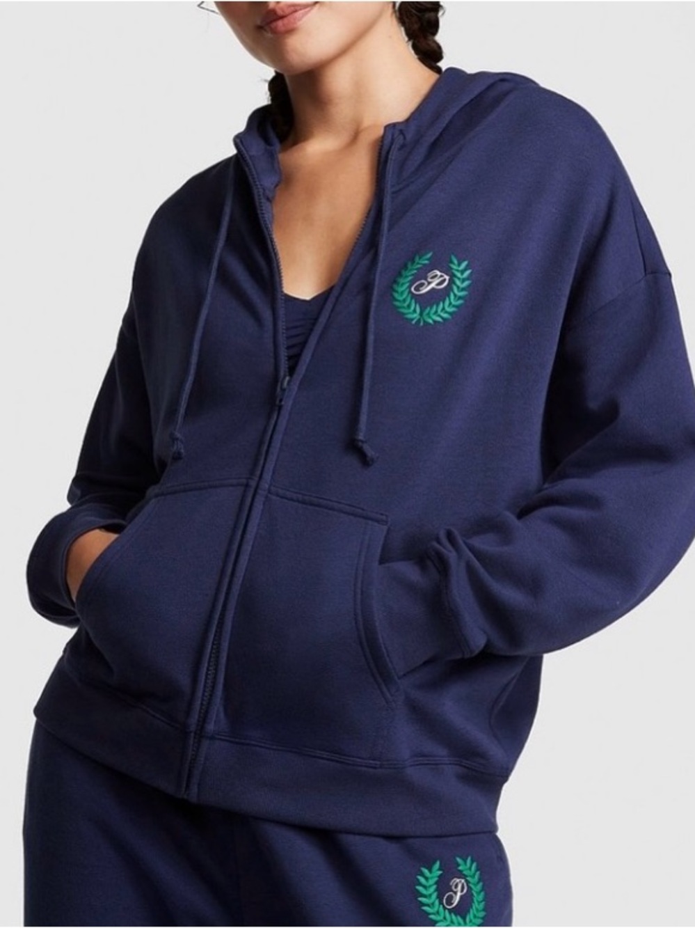 Victoria's Secret PINK Everyday fleece Navy Zip up Hoodie XL